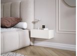 Comodino Sospeso Con Cassetto - Frontale Liscio - Colore: Bianco, 40 X 20 X 16 Cm