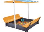 Succebuy Sabbiera In Legno Con Tettoia, Sabbiera Da 57,3 X 47,2 X 47,2 Pollici, Sabbiera Per Bambini Con Panchine Pieghevoli E Rivestimento Del Pavimento Per Esterni, Cortile, Spiaggia, Parco