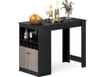 Tavolo Da Bar Costway, Bancone Da Cucina Con Portabottiglie, Ripiani E 2 Porte, Bar Per 2 Persone, Tavolo Da Bar, Tavolo Da Cucina In Legno, Bancone Da Bar 120X60X91,5 Cm, Nero