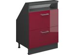 Vicco Mobile Sottotetto Rion, Con 2 Cassetti, Rosso Lucido/Antracite/Antracite