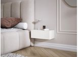 Comodino Sospeso Con Cassetto - Fronte A Doghe - Colore: Bianco, 40 X 20 X 16 Cm