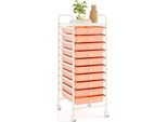 Carrello Costway Con 10 Cassetti Impilabili, Contenitore Per Rotoli, Carrello Da Bagno, Scaffale Da Bagno, Carrello Laterale, Struttura In Metallo, Rosa Chiaro