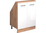 Vicco Mobile Sottotetto Rion, Con 2 Porte, Bianco Lucido/Oro Power Oak/Quercia Dorata
