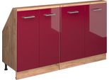 Vicco Set Di Mobili Sottotetto Rion, Set Di 2, Rosso Lucido/Rovere Dorato/Quercia Dorata