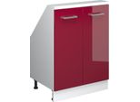 Vicco Mobile Cucina Sottotetto R-Line, 60 Cm Con 2 Porte, Rosso Lucido/Bianco