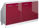 Vicco Mobile Cucina Sottotetto R-Line, 140 Cm Set Di 2, Rosso Lucido/Bianco