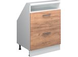 Vicco Mobile Cucina Sottotetto R-Line, 60 Cm Con 2 Cassetti, Quercia Dorata/Bianco