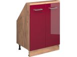 Vicco Mobile Sottotetto Rion, Con 2 Porte, Rosso Lucido/Rovere Dorato/Quercia Dorata