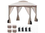 Costway 3X3M Gazebo Con Zanzariera, 4 Sacchi Di Sabbia E Doppio Tetto, Impermeabile, Stabile, Resistente All'inverno, Gazebo Per Feste, Gazebo Da Giardino Kaki