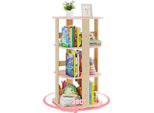Costway Libreria Per Bambini Girevole A 360°, Scaffale Per Giocattoli A 3 Livelli Con 12 Scomparti, Libreria Angolare Autoportante, 48X48X95,5 Cm Rosa