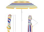 Costway Ombrellone 179Cm, Ombrellone Da Spiaggia Stabile E Antivento, Upf 50+, Pieghevole A 30°, Ombrellone Da Giardino Con Picchetto E Borsa Per Il Trasporto