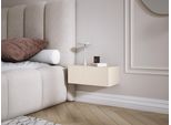 Comodino Sospeso Con Cassetto - Fronte A Doghe - Colore: Cashmere, 40 X 20 X 16 Cm