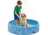 Piscina Per Cani Pawhut Piscina Pieghevole Con Fontana E Cuscino D'acqua Ø120 X 30 Cm Vasca Per Cani Antiscivolo Piscina Piscina Per Cani E Gatti