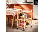 Sobuy SVW24-N Carrello Da Portata Con Rotelle Carrello Da Cucina Scaffale Da Cucina Carrello Da Cucina Con Rotelle Wd Naturale Circa 65X80X35Cm