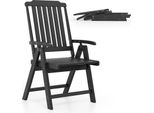 Sedia Pieghevole Da Giardino Costway, Sedia Pieghevole Con Schienale Alto In Plastica, Sedia Da Balcone Resistente Alle Intemperie In Look Legno, Sedia Da Patio Con Capacità Di Carico Fino A 150 Kg, Nera