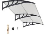 Pensilina Costway Per Porta D'ingresso 199X99Cm, Pensilina In Alluminio E Policarbonato, Pensilina Trasparente Per Console, Pensilina Per Porta D'ingresso Argento
