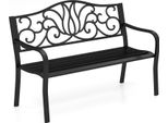Costway Panca Da Giardino In Metallo Per 2 Persone, Panca Resistente Alle Intemperie, Panca Da Balcone Con Schienale E Braccioli, Panca In Ferro Fino A 300Kg 127X61,5X89Cm