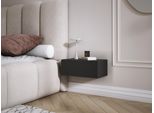 Comodino Sospeso Con Cassetto - Fronte A Doghe - Colore: Nero, 40 X 20 X 16 Cm