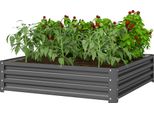 Aiuola Rialzata Outsunny, Fioriera, Aiuola Per Verdure, Fioriera, Aiuola Per Erbe Aromatiche Per Giardino, Terrazza, Balcone, Acciaio, Grigio Chiaro, 120 X 120 X 30 Cm
