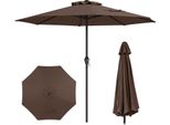 Ombrellone Costway 250 Cm, Ombrellone Da Giardino Con Manovella E 8 Stecche, Ombrellone Da Patio, Ombrellone Da Balcone, Ombrellone Da Mercato Marrone