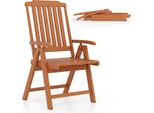 Sedia Da Giardino Pieghevole Costway, Sedia Pieghevole Con Schienale Alto In Plastica, Sedia Da Balcone Resistente Alle Intemperie In Look Legno, Sedia Da Patio Con Portata Fino A 150 Kg, Marrone