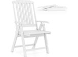 Sedia Pieghevole Da Giardino Costway, Sedia Pieghevole Con Schienale Alto In Plastica, Sedia Da Balcone Resistente Alle Intemperie In Look Legno, Sedia Da Patio Con Capacità Di Carico Fino A 150 Kg, Bianco