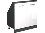 Vicco Mobile Cucina Sottotetto R-Line, 80 Cm Con 2 Porte, Bianco Lucido/Antracite