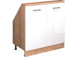 Vicco Mobile Sottotetto Rion, Con 2 Porte, Bianco Lucido/Oro Power Oak/Quercia Dorata