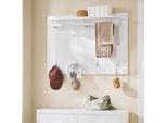 Sobuy FHK36-W Appendiabiti A Parete Appendiabiti Con Ripiano E Ganci - Pannello Appendiabiti Salvaspazio Per Corridoio E Corridoio Bianco 100X70X20Cm Carico Massimo 30Kg