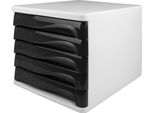 Helit H6129498 Cassettiera, 5 Cassetti, Bianco/Nero