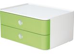Han 1120-80 Cassettiera SMART-BOX Allison - Impilabile, 2 Cassetti, Bianco Neve/Verde Lime