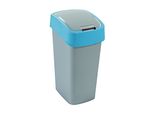 Cestino Curver Flip Bin, 45 Litri, Grigio Argento/Blu, Per Rifiuti
