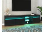 Mobile Tv Merax Con Ripiano E Illuminazione A Led Incl. Telecomando, Tavolo Tv In Legno, 180X35X45Cm, Nero