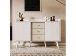 Credenza Con Tre Cassetti Per Il Soggiorno - Credenza Moderna Con Scomparti, Bianco