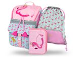BAAGL SET 3 Zippy Flamingo: Aktentasche, Federmäppchen, Tasche