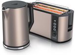 Set Da Colazione Arendo, Bollitore 1,5L, Tostapane A Fessura Lunga Per 4 Fette, Beige