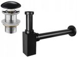 Mexen Mezzo Sifone Per Lavabo Quadrato Con Tappo In Ceramica Click-Clack, Senza Troppo Pieno, Nero - 7991060-75