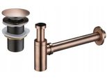 Mexen Sifone Semi-Circolare Da Lavabo Con Tappo Clic-Clac, Senza Troppo Pieno, Rame Antico - 7991050-45