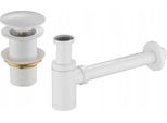 Mexen Semimezza Sifone Per Lavabo Rotondo Con Tappo Clic-Clac, Senza Troppopieno, Bianco - 7991050-20