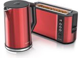 Set Da Colazione Arendo, Bollitore Con Impostazione Della Temperatura, Acciaio Inox, 2200W, 1,5L + Tostapane 2 Fette, Fessura Lunga Tostapane 2 Fette, Fessura Lunga, 1000W, Rosso