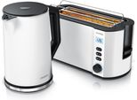 Set Per La Colazione Arendo, Bollitore 1,5L Con Impostazione Della Temperatura, Tostapane A 4 Fette A Fessura Lunga, Bianco