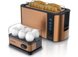 Set Da Colazione Arendo 2 Pezzi, Tostapane A 4 Fessure Lunghe, Cuociuova A 6 Fessure, Rame