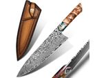 Coltello Da Cucina In Damasco Harahu RY-26707 - Marrone KP26707