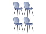 Sedia Da Pranzo Casadolce Molina, Set Di 4, Blu, Rivestimento In Tessuto Morbido, 48X59,5X86 Cm, Imbottitura In Schiuma, 120 Kg Di Carico Max