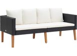 Syfax™ Divano Da Giardino A 2 Posti Con Cuscini In Polyrattan Nero