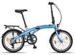 Pacto Three Bicicletta Pieghevole Di Alta Qualità Telaio In Alluminio Da 27 Cm Ruote In Alluminio Da 20 Pollici Bicicletta Pieghevole Shimano A 6 Velocità Freni A V Blu