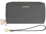 Lazarotti Portafoglio Bologna Leather Double Zip Around Wallet Grey Grigio Scuro