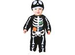 Scheletro Avventura Halloween Vestiti Zucca Reti Ragno Costume Spaventoso Spettrale Teschio Due Pezzi Bambini Festa Nero Bianco, Taglia: 86/92 Colore: Nero