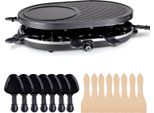 Set 8 Persone Raclette Grill Ovale - Con Piastra E Funzione Crepes - Griglia Da Tavolo Incl. Padelle E Raschietto