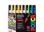 Pennarelli Acrilici Uni Posca 5M, 8 Pz. Tonalità A Molla